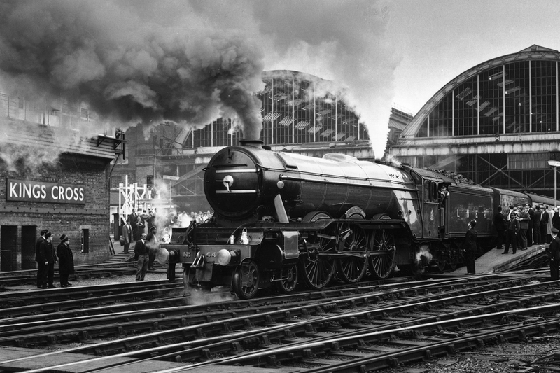 January 01, 1968: The Flying Scotsman on display at King’s Cross station, London. (Photo by Evening Standard/Getty Images)